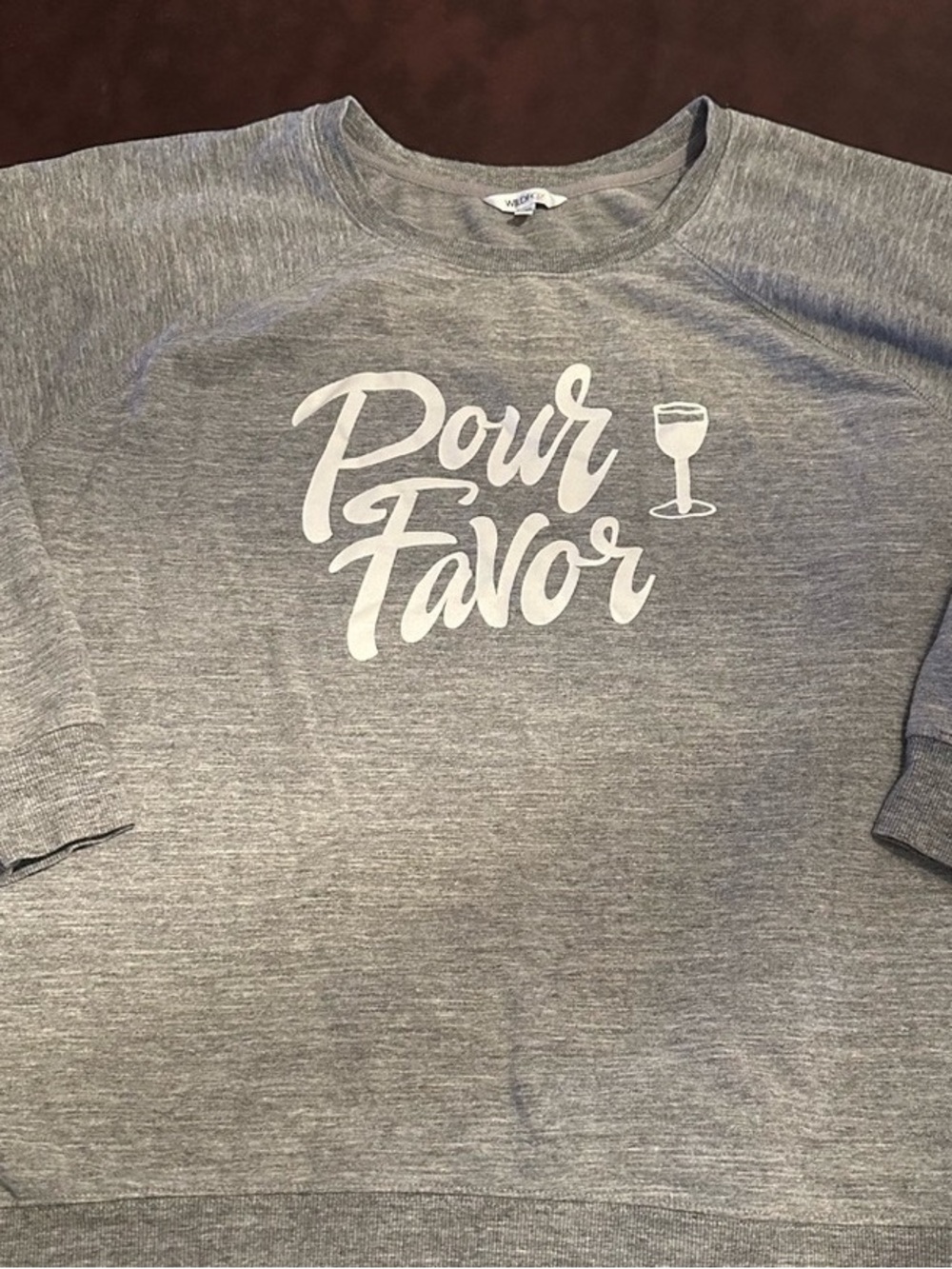 Wildfox Grey Crewneck Sweatshirt with White 'Pour Favor' Graphic